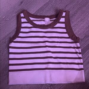 Striped Brown and White Kids Tank Top